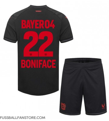 Bayer Leverkusen Victor Boniface #22 Replik Heimtrikot Kinder 2023-24 Kurzarm (+ Kurze Hosen)